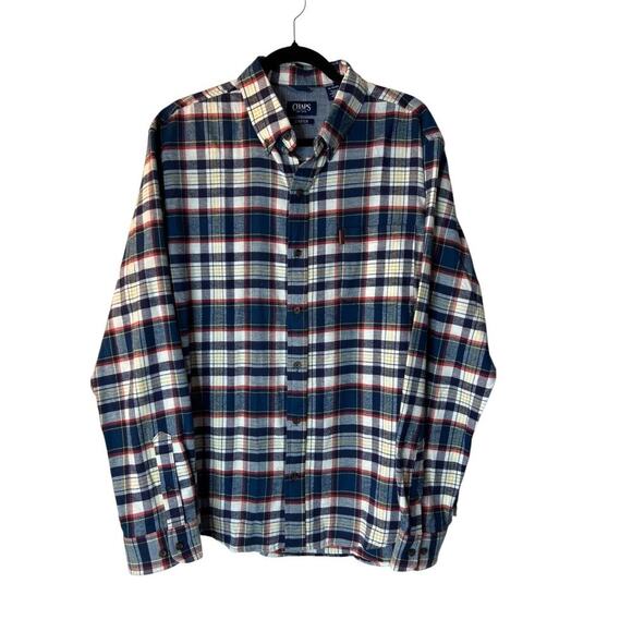 Chaps Mens Shirt Size XL Blue Checkered Plaid Long Sleeve Button Up Cotton Blend - Picture 1 of 13